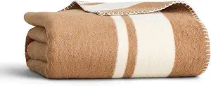 Preston Lane Highrise Throw Blanket  50" x 70", Premium Cotton-Blend, Soft and Fluffy Throw for Couch, Bed, or Living Room, Cozy and Warm, Made in Portugal, Camel