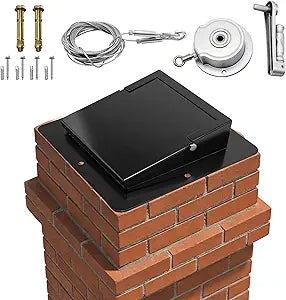 13"x13" Top Mount Chimney Damper with Hand Crank Controller, Thickened Galvanized Steel Fireplace Damper for Wood Burning Masonry Fireplaces, Fully Enclosed Sealing, Energy Efficient & Weatherproof