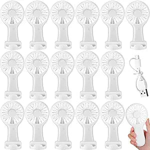Woanger 24 Pack Mini Powerful Handheld Fan Bulk 3 Speed USB Rechargeable Small Desk Fan Summer Gift for Wedding Beach Outdoor Women Eyelash (White)