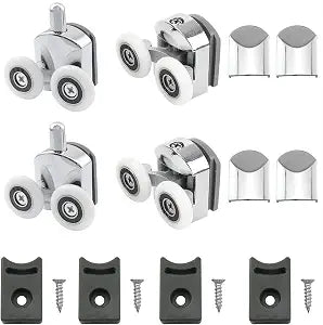 CHENJIN 4PCS 23mm Zinc Alloy Shower Door Replacement Rollers with Bumper Blocks and Screws for Bathroom Glass Doors Steam Cabins and Massage Rooms
