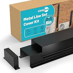 Metal Line Set Cover Kit, Heavy Duty HVAC Lines Cover Set for Mini Split & Central Air Conditioner & Heat Pump, 6" x 4" x 6.5ft, Black, 2 PCS