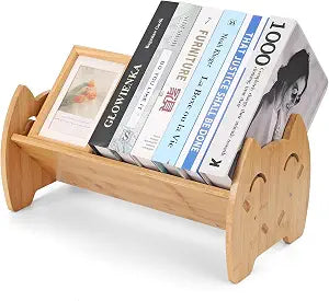 Bamboo Children Bookcase, Desktop Kids Bookshelf, Tilted Books Organizer
