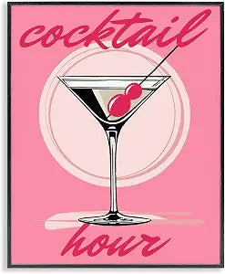 Pink Cocktail Hour Kitchen Bar, 11 x 14 Inch Framed Gicle Print