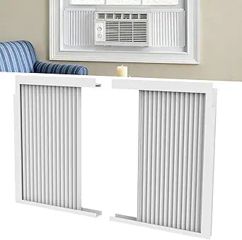 BJADE'S Window Air Conditioner Side Panels with Frames, Accordion Filler Curtain Kit for Most 10000 BTU Units,Adjustable Insulation Panel for Window AC Seal Replacement Screen