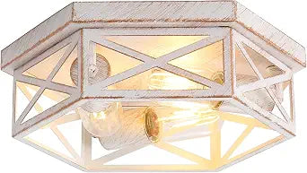 13 inch White and Gold Flush Mount Ceiling Light Fixture,1 Pack