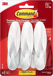 Command Medium Designer Hooks Multi-Pack, 6 Hooks, 12 Strips