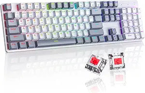 Wireless Mechanical Keyboard, Triple Mode 2.4G/USB-C/Bluetooth Gaming Keyboard, 104 Keys Programmable, Customize RGB Backlit, Red Switch, Bicolor PBT Keycaps, Rechargeable Wired Keyboard for Laptop PC