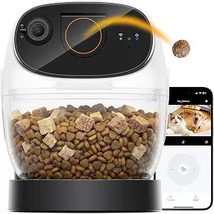 2026 3K Pet Camera Treat Dispenser, 32ft Remote Tossing for Dogs & Cats  Reduces Separation Anxiety, 360 View, Security Indoor Cam w/ Phone App, Barking Alerts, No Subscription, 5G WiFi, Robot M3