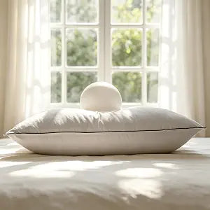 MAXICOZY Down Feather Pillow, Duck Down and Feather Filled Pillow Inserts, Luxurious Hotel Bed Pillows with Cotton Blend Cover Fit for Back, Stomach and Side Sleeper, Queen Size, White, Set of 1