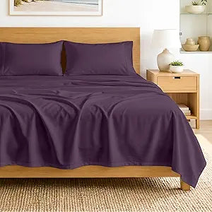 SGI bedding 100% Egyptian Cotton Sheets King Size  600 Thread Count Sheets Set, Soft, Cooling, 15" Deep Pocket, Luxury Hotel Bedding, Breathable, Durable - Plum