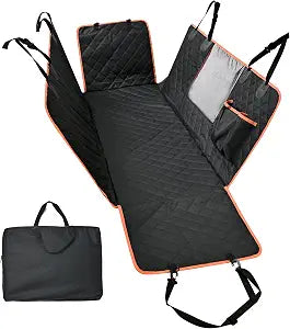 Amazon Basics Dog Car Seat Cover for Back Seat, Scratch-Resistant Nonslip Hammock with Side Flaps and Seatbelt Openings for Cars, SUVs, and Trucks, Black