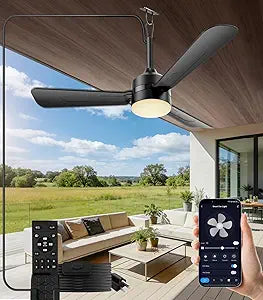 36 inch Plug-in Ceiling Fan Light with Remote Control,gazebo fan light,3 Blade, Dimmable 3CCT LED, Reversible,Portable Hook Design with16ft Cable for Bedroom Garage Tent Porch Kitchen