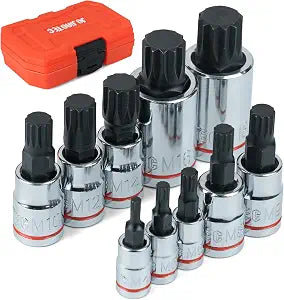 XZN Triple Square Spline Bit Socket Set, 10 Piece