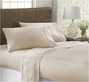ienjoy Home Embossed 4 Piece Sheet Set, Queen, Stripe Cream