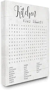 Kitchen Word Search Family Food, 24 x 30 Inch Canvas Wall Art