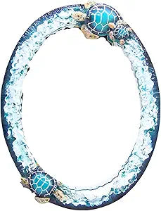 Blue Sea Turtle Framed Mirror, Unique Wall Hanging Mirror, Nautical Home Decoration, 18.5 Inches
