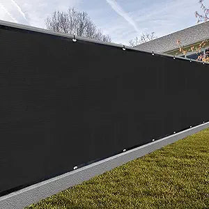 SUNNY GUARD Privacy Screen Fence 6' x 50' Black Heavy Duty Dustproof Denoise Fencing Mesh Fabric Shade Net Cover for Outdoor Wall Garden Yard Pool Deck(We Make Custom Size)