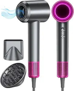 Hair Dryer, 160000RPM Ionic Blow Dryer with Diffuser (Dark Gray)