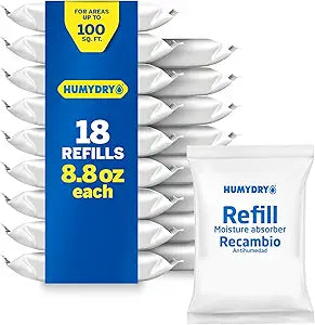 HUMYDRY Moisture Absorber Refills for 8.8 Oz Dehumidifier, 18 Count Bags, Up to 100 sq ft, Each Bag Lasts Up to 90 Days, Fights Summer Humidity, Pre-Measured Non Electric Refills