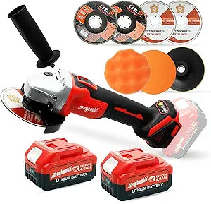 DOGTOOTH Max 21V 4-1/2'' Cordless Angle Grinder Set with 2 * 4.0 Ah Batteries, Compatible with Makita 18V Battery, Brushless Motor, Max10000 RPM, Charger, 5 Cutting/Grinding/Polishing Discs
