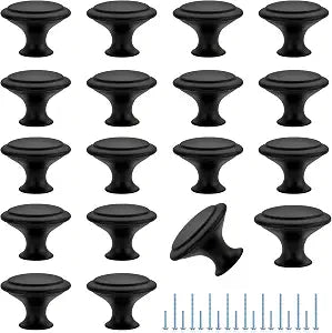 Matte Black Cabinet Drawer Hardware,30mm Kitchen Cabinet Knobs,18 Pack