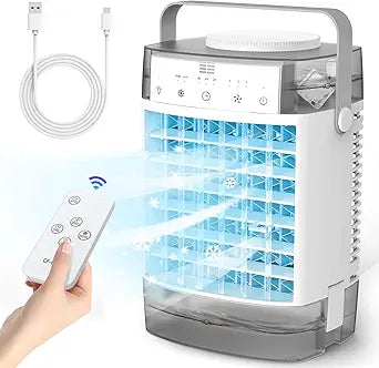 Portable Air Conditioners, Air Cooler Evaporative Personal Mini AC with Remoter, 4 Wind Speed, 2-4-6H Timer, 2 Modes, Colorful Night Light, Portable AC for Room, Car, Bedroom, Office, Outdoor B1