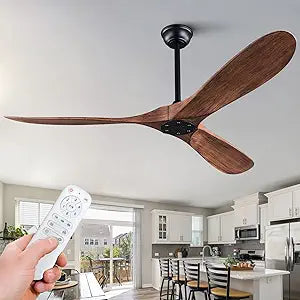 KBZZ 60'' Modern Ceiling Fan Without Light - Remote Control, Silent Reversible DC Motor for Indoor/Outdoor Use in Patio, Living Room