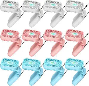 Hortsun 12pcs Portable Handheld Fan Bulk Gift, Blue, Pink, White