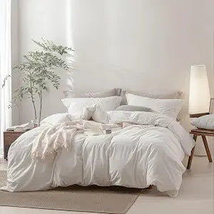 BDEAR Off White Duvet Cover Set Set Twin Size 90" L x 68" W, Oeko TEX