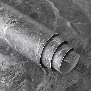 BAYYA Large Grey Marble Granite Wallpaper Peel Stick Matte Thicken 24x354inch Waterproof Furniture Sticker Self-Adhesive Contact Paper Vinyl Wrap for Backsplash Fireplace DIY Wall Sticker Slate Gray