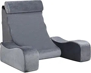 SofGlowly Reading Pillow for Sitting in Bed Adult, Back Support Pillow for Bed Sitting up with Arm Rest,Bed Rest Pillows for Watching TV/Reading/Gaming/Resting in Beds, Couch or Floor, Medium 19" Gray