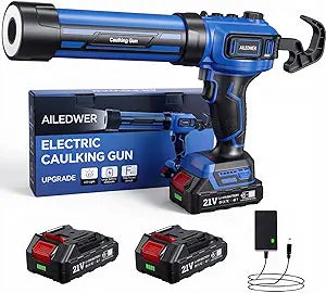 Cordless Caulking Gun, Battery Powered Caulk Gun, Electric Caulking Gun w/2 x 2.0Ah Batteries,LED Light, Auto Retract for Filling, Sealing