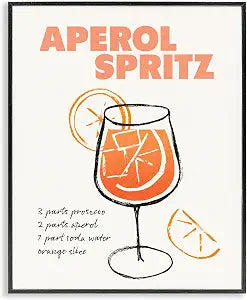 Aperol Spritz Recipe Kitchen, 11 x 14 Inch Framed Gicle Print