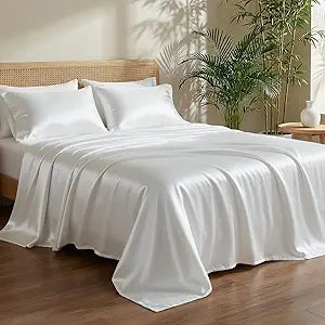 Luxury Tencel & Viscose Derived from Bamboo Sheet Set Deep Pocket Cooling for Hot Sleepers Silky Smooth Hypoallergenic Breathable Bedding, 1 Year Quality Promise (Off-White, King)