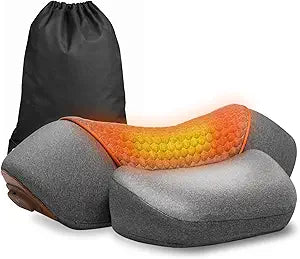 3-in-1 Neck Massager Pillow for Pain Relief Deep Tissue with Heat, Cordless & Rechargeable Massager with Traction for Neck Hump & Shoulder Comfort, Memory Foam Pillow