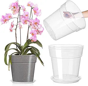 Baderke 3 Pack Clear Nursery Pot Plastic Nursery Pot Large Plant with Drainage Holes for Root Health Indoor Outdoor (11.65 Inches)