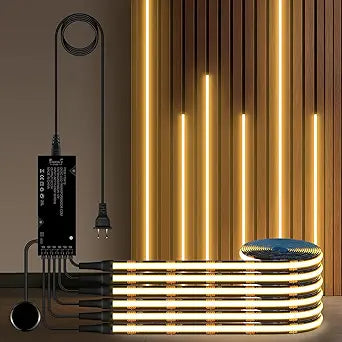 6-in-1 Black COB LED Strip Light 12V Touch Dimmable 3.3Ft 3000K Cuttable