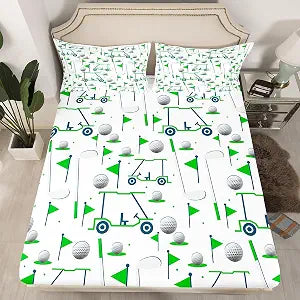 Feelyou Kids Golf Bed Sheet Set Full Size 4Pcs for Boys Girls Teens