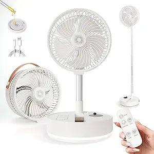 Portable Fan Rechargeable with Scent Function Γ Foldable & Extendable 3.4ft, 7200mAh Rechargeable Battery, 90┬░ Oscillation & 4-Speed Adjustable, Desk & Floor Fan for Bedroom, Office, Travel, Quiet