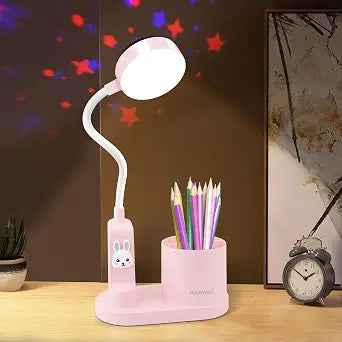 Pink Desk Lamp for Home Office, Touch Small Table Light for Kids