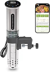 KitchenBoss Wifi Sous Vide Cooker: Ultra-quiet Sous Vide Machine Immersion Circulator APP Control 1100W, IPX7 Waterproof Sous Vide Precision Cooker Accurate Temperature Fast-Heating, Silver