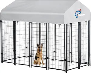 SIRUITON 8x4FT Outdoor Dog Kennel Replacement Cover, Heavy Duty 600D Oxford Fabric with Sun/Rain Dog Play Pen Top Cover Sun Shade Specialized,Snowproof,Sun( Covers Only)