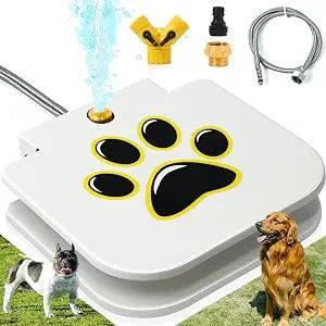 Dog Water Fountain Outdoor Drinking Water Toy for Large Dogs, Paw Activated Water Fountain, Sprinkler Step On, Fun Dog ToysIncludes 304 Stainless Steel Dog Hose (QL0305)