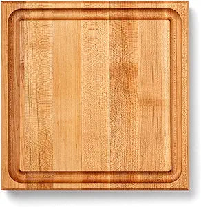John Boos CB Series Square Wooden Maple Cutting Board 12x12  1.75 Thick, 7-lb Reversible Butcher Block with Juice Groove, Edge-Grain & Finger Grips  Made in the USA
