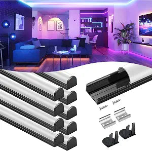 VST 10-Pack U-Shape LED Channel, 3.3 ft, Black with Milky Cover