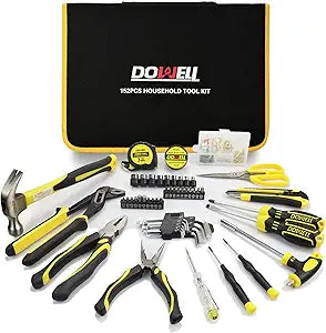 DOWELL Tool Set Tool Kit 152-Piece Household Tool Kit Set Sockets Set Pliers Screwdriver Set with Storage Tool Bag Pouch HYT152
