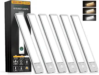 Soul Link 6-Pack 9.5" 76-LED Motion Sensor Under Cabinet Lights, Wireless