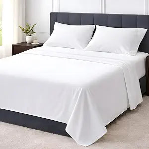 Shreem Linen King 4 Piece Sheet Set, Ultra Soft Microfiber Bed Sheets King Size, Breathable Cooling Bedding, Deep Pocket Fits 8���16 Inch Mattress, White
