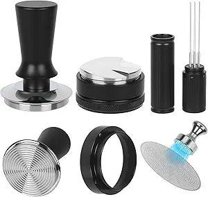 58mm Espresso Accessories Kit  Spring-Loaded Espresso Tamper, WDT Tool, Coffee Distributor, Magnetic Dosing Funnel, Puck Screen with Remover  Premium Stainless Steel & Aluminum Espresso Tools