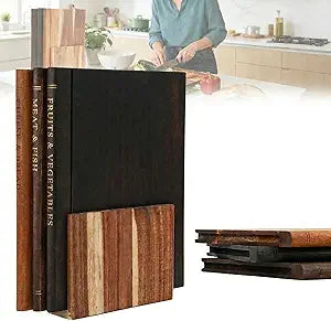 wood cutting board, 3-Piece Book Shaped Cutting Boards with Stand, Solid Walnut & Acacia Wood, Labeled Cheese & Fruit Boards, Kitchen Gift Idea